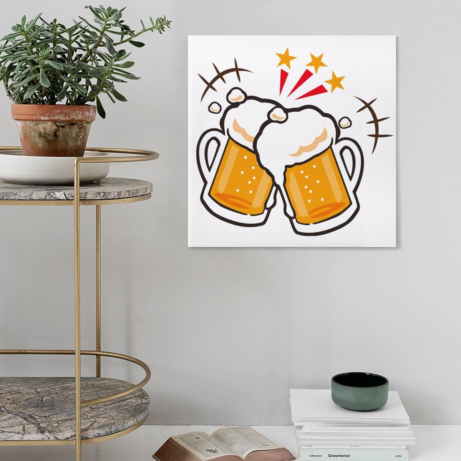 Amazon.co.jp: ポスター フレーム装飾画 ビール 乾杯 イラスト アート